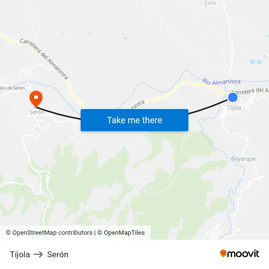 Tíjola to Serón map