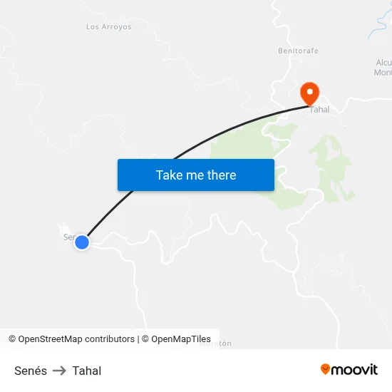 Senés to Tahal map