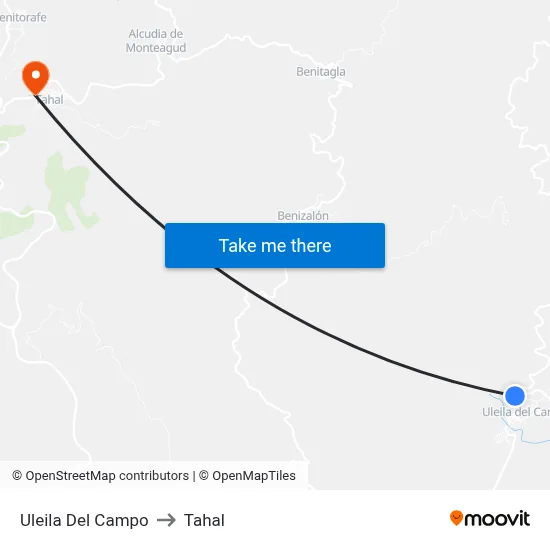 Uleila Del Campo to Tahal map