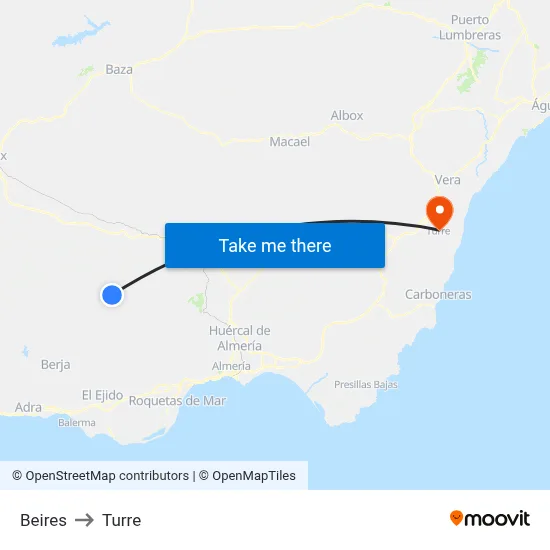 Beires to Turre map