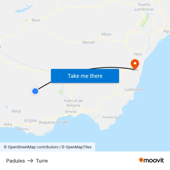 Padules to Turre map