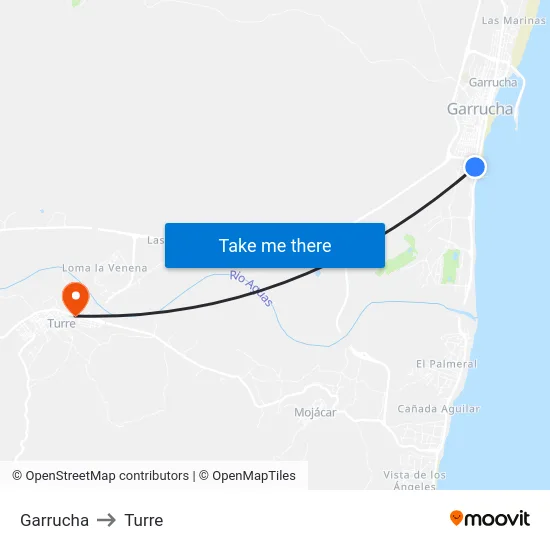 Garrucha to Turre map
