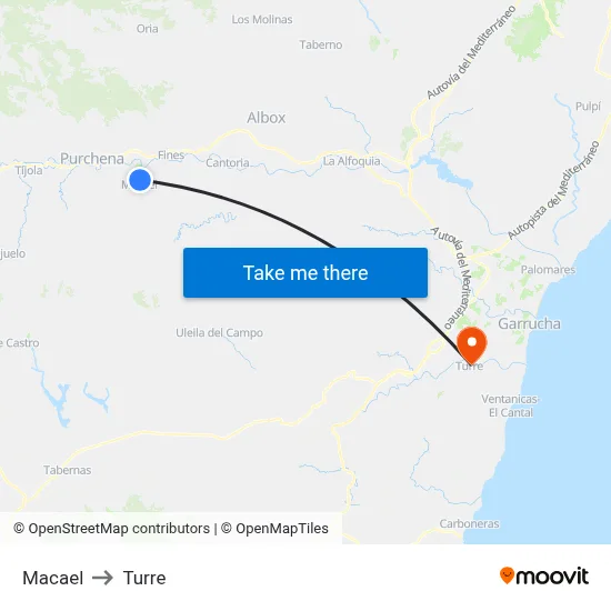 Macael to Turre map