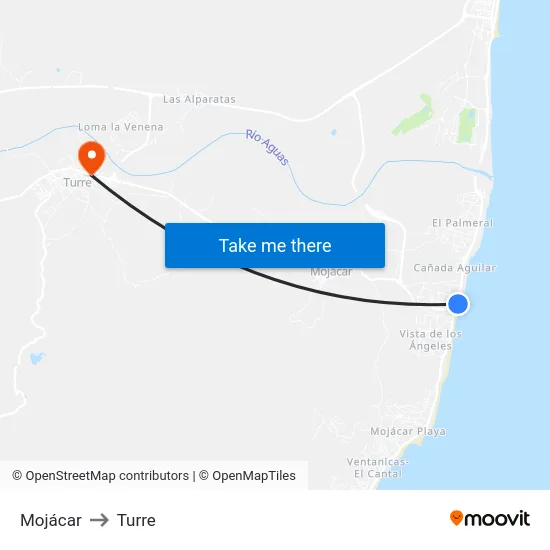Mojácar to Turre map