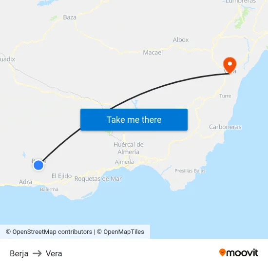 Berja to Vera map