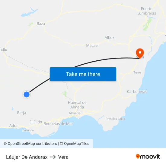 Láujar De Andarax to Vera map