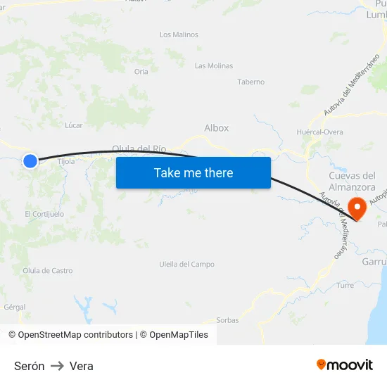 Serón to Vera map