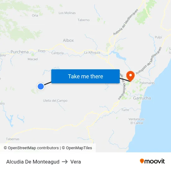 Alcudia De Monteagud to Vera map