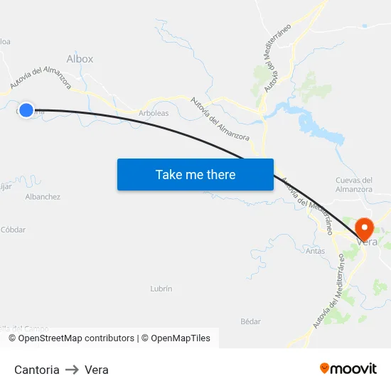Cantoria to Vera map