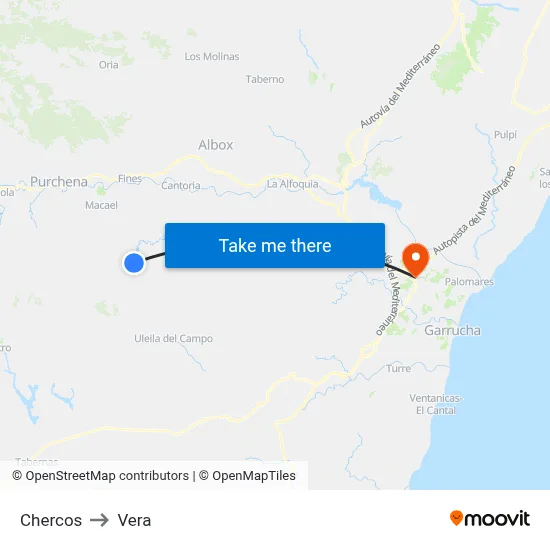 Chercos to Vera map