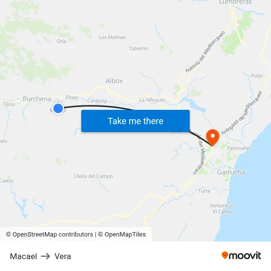 Macael to Vera map