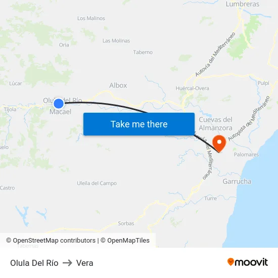 Olula Del Río to Vera map