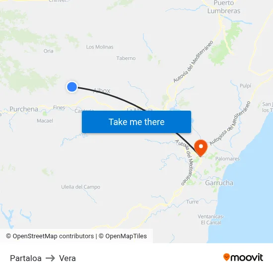 Partaloa to Vera map