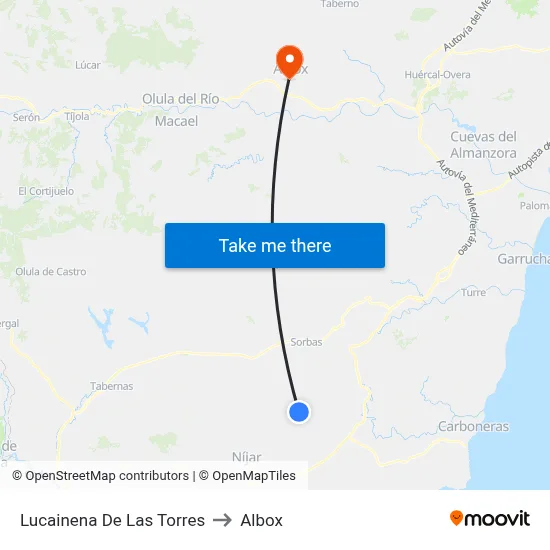 Lucainena De Las Torres to Albox map