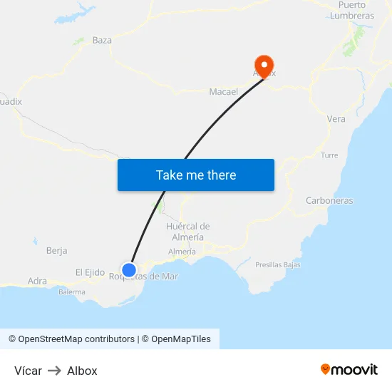 Vícar to Albox map