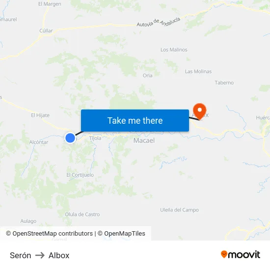 Serón to Albox map