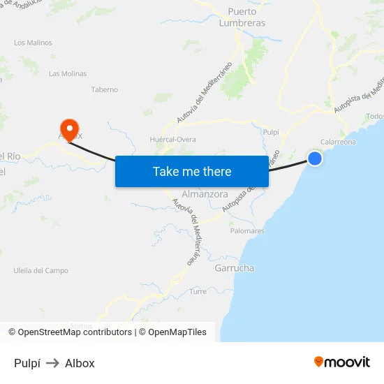 Pulpí to Albox map