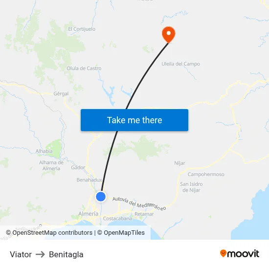 Viator to Benitagla map