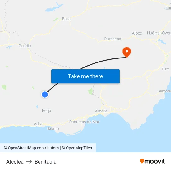 Alcolea to Benitagla map