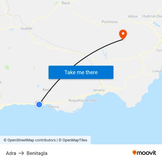 Adra to Benitagla map