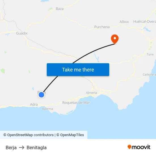 Berja to Benitagla map