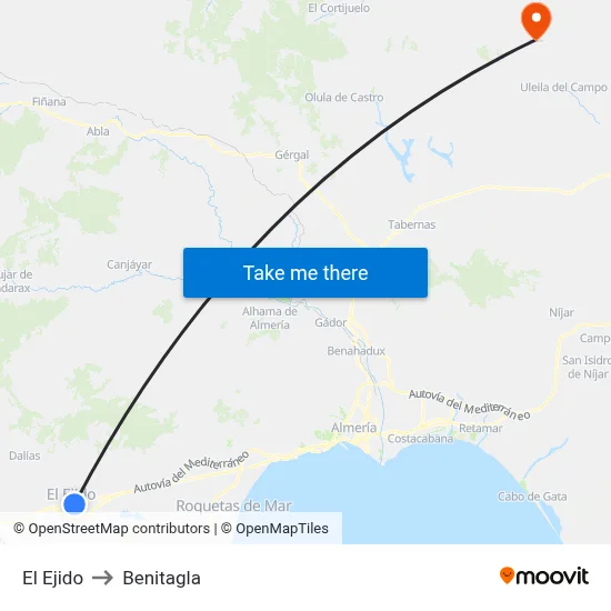 El Ejido to Benitagla map