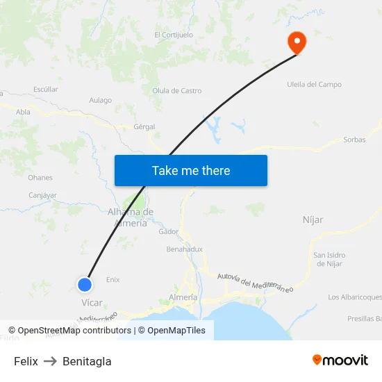 Felix to Benitagla map