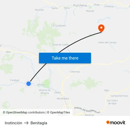 Instinción to Benitagla map
