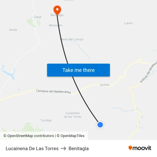 Lucainena De Las Torres to Benitagla map