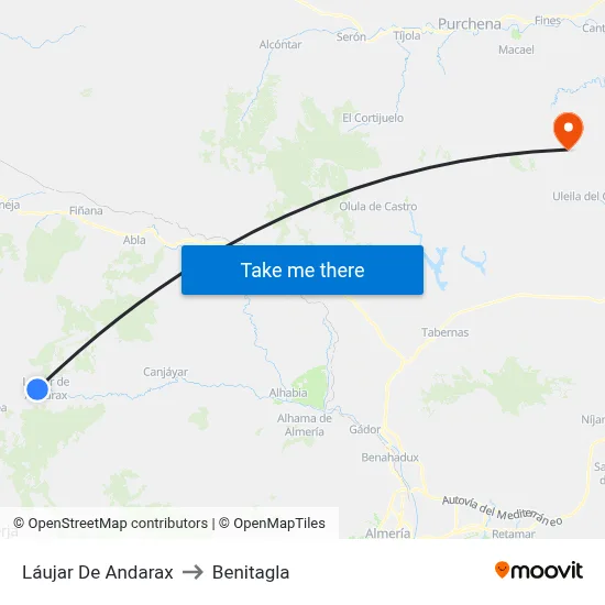 Láujar De Andarax to Benitagla map