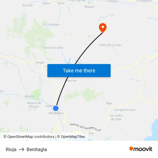 Rioja to Benitagla map