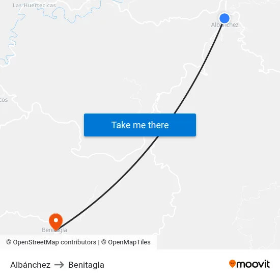 Albánchez to Benitagla map