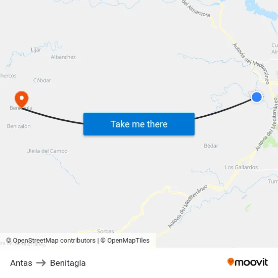 Antas to Benitagla map
