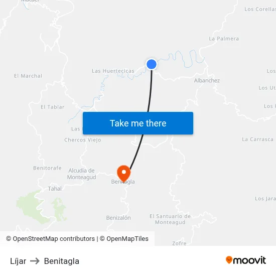 Líjar to Benitagla map