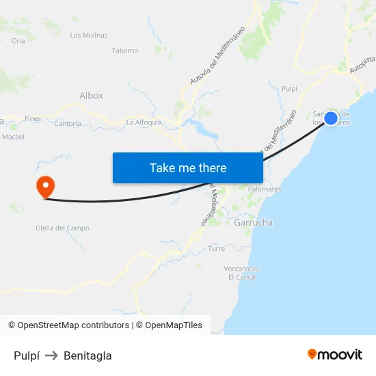Pulpí to Benitagla map