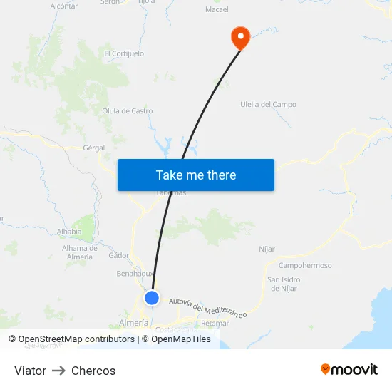 Viator to Chercos map