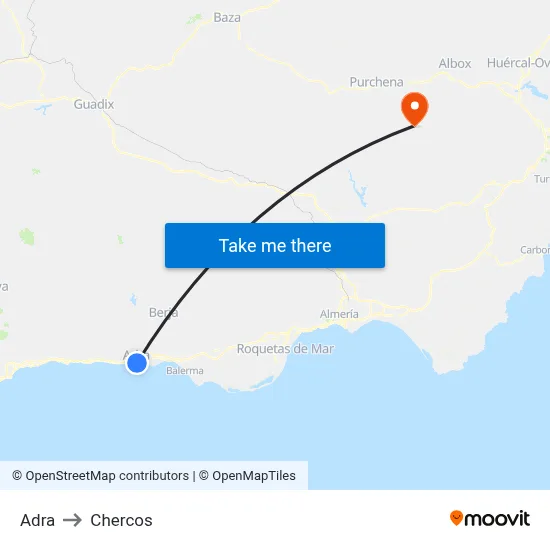 Adra to Chercos map