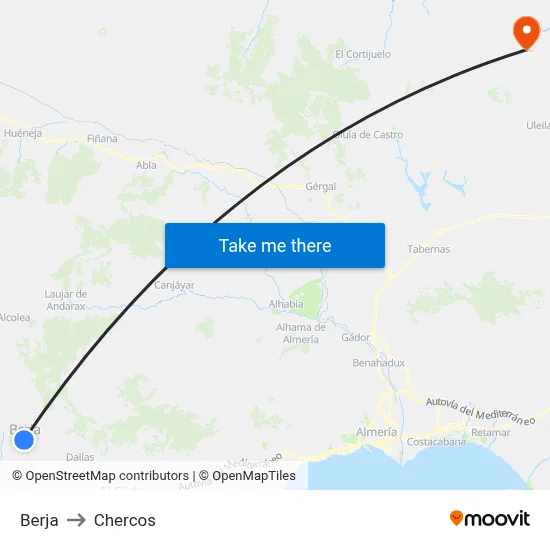Berja to Chercos map