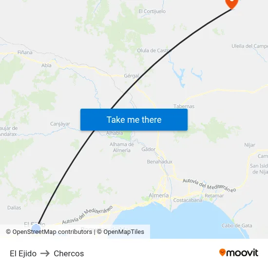 El Ejido to Chercos map