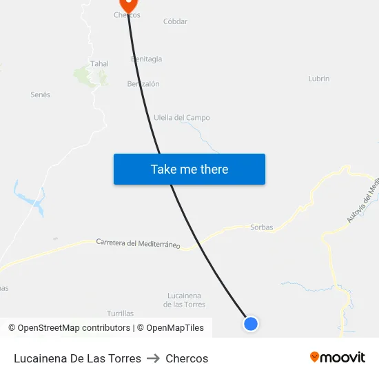 Lucainena De Las Torres to Chercos map