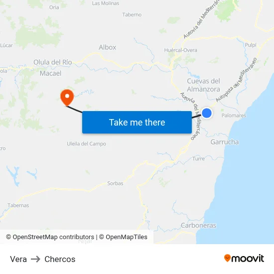 Vera to Chercos map