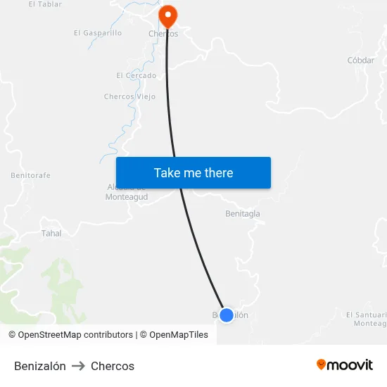 Benizalón to Chercos map