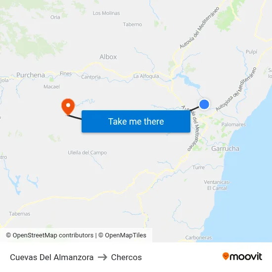 Cuevas Del Almanzora to Chercos map
