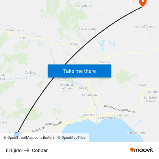 El Ejido to Cóbdar map