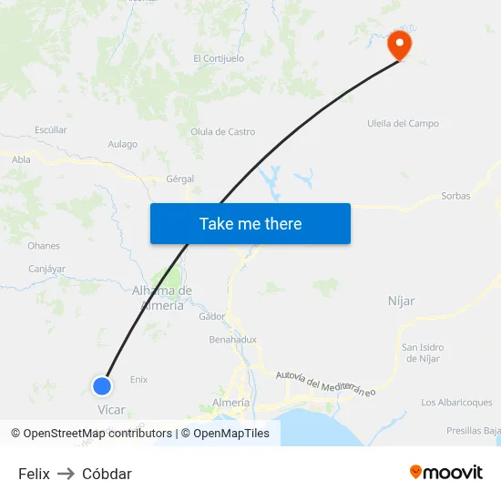 Felix to Cóbdar map