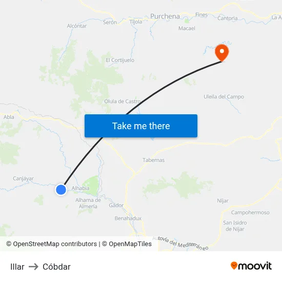 Illar to Cóbdar map