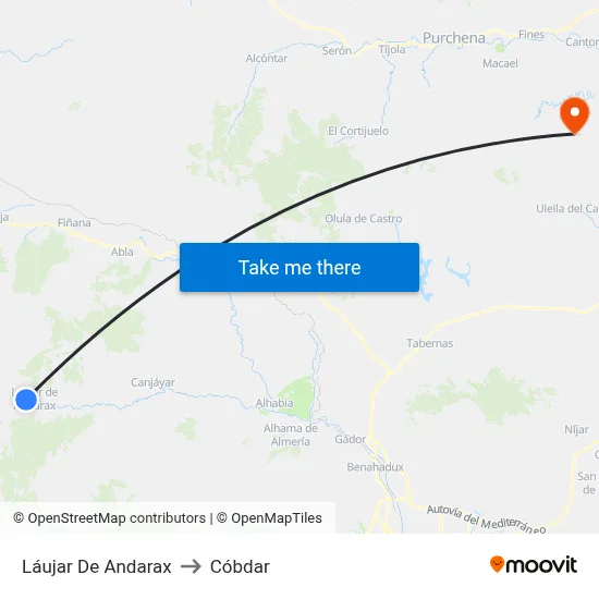 Láujar De Andarax to Cóbdar map