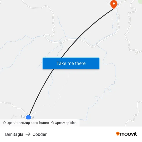 Benitagla to Cóbdar map
