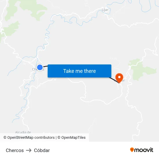 Chercos to Cóbdar map