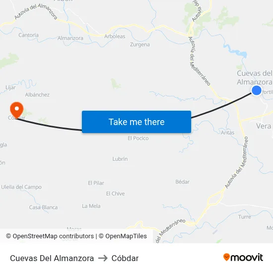Cuevas Del Almanzora to Cóbdar map